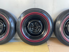 GENUINE 14 INCH MUSTANG WHEELS FOMOCO FORD WITH BF GOODRICH DUAL RED LINES